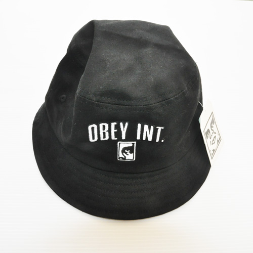 OBEY/オベイ OBEY INT 刺繍プリント バケットハット　ブラック