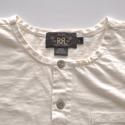 RRL （ダブルアールエル）ヘンリーネックTシャツ オフホワイト 