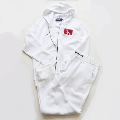 Calvin Klein /CK/ カルバンクライン ジーンズ BOXロゴ裏起毛スウェットセットアップ　ホワイト BIG SIZE