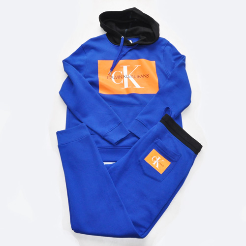Calvin Klein /CK/ カルバンクライン ジーンズ BOXロゴ裏起毛スウェットセットアップ　ブルー