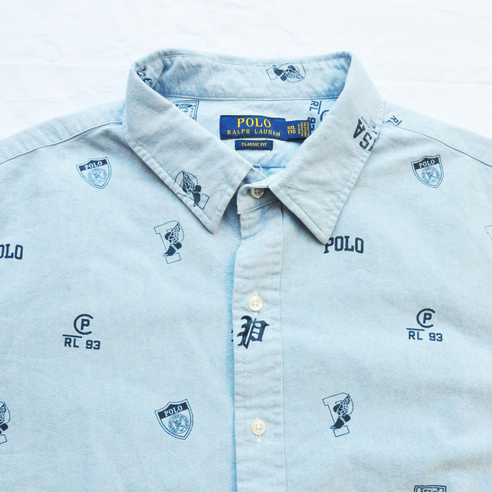 POLO RALPH LAUREN/ポロ ラルフローレン RL93 総柄 シャンブレー半袖 