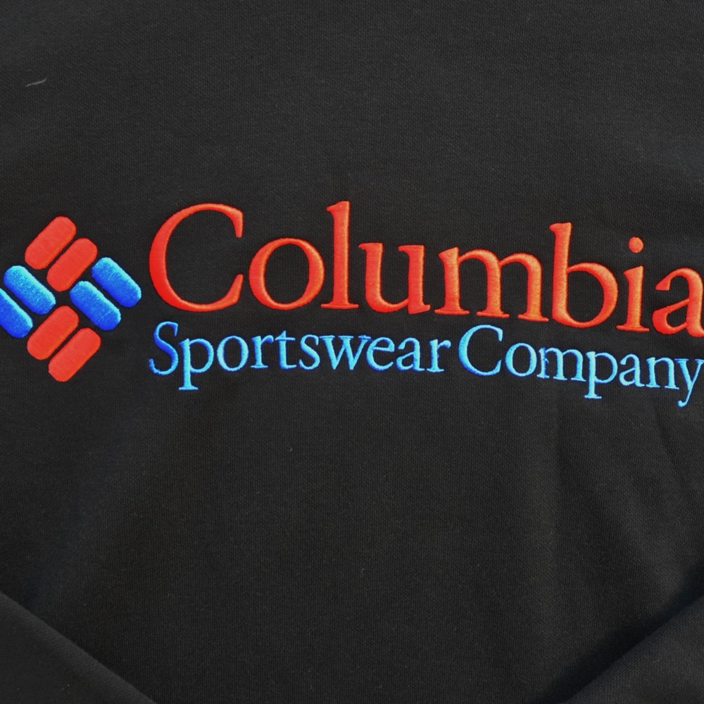 COLUMBIA/コロンビア EMBROIDERY COLUMBIA LOGO PULL OVER SWEAT HOODIE BLACK