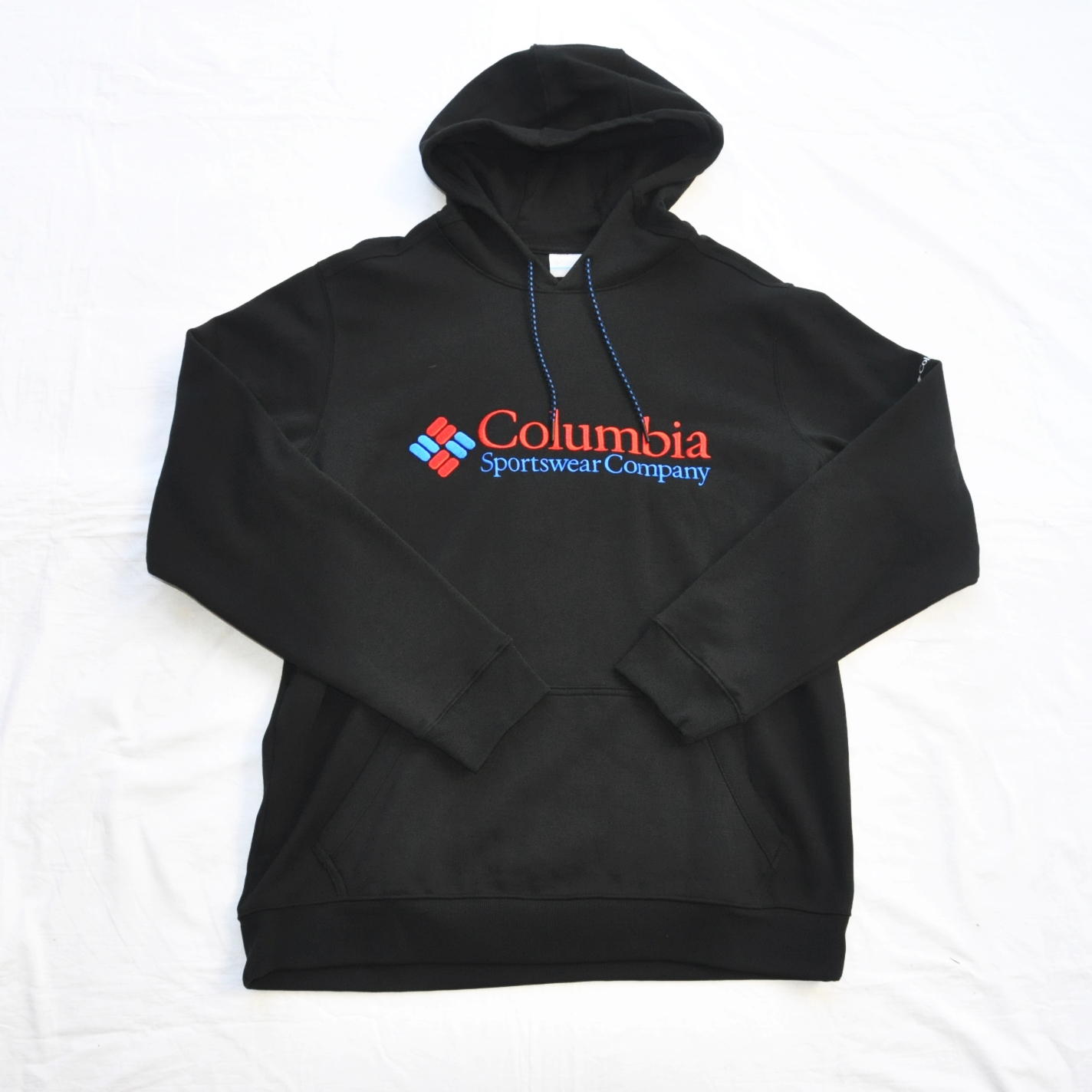 COLUMBIA/コロンビア EMBROIDERY COLUMBIA LOGO PULL OVER SWEAT HOODIE BLACK BIG SIZE