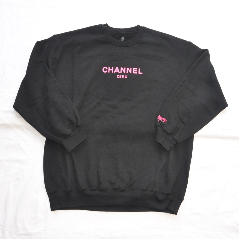 SSUR/サー SSUR CHANNEL ZERO CREW NECK SWEAT BLACK×NEON PINK