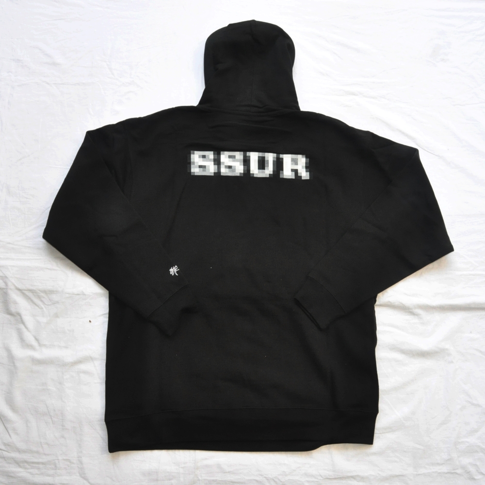 SSUR/サー SSUR MOSAIC LOGO PULL OVER SWEAT HOODIE BLACK BIG SIZE