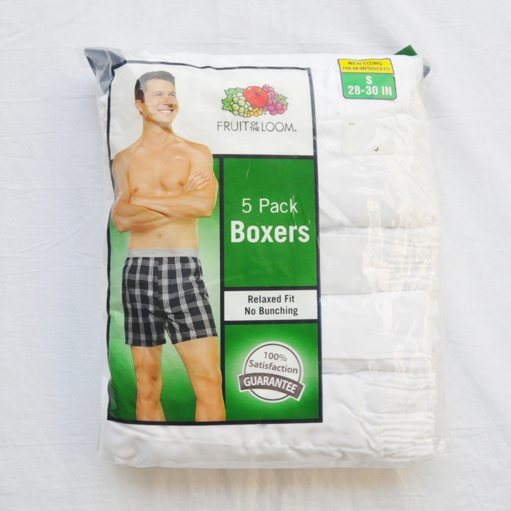 FRUIT OF THE LOOM/フルーツオブザルーム 5 PACK BOXERS SHORTS UNDER WEAR RELAXED FIT WHITE