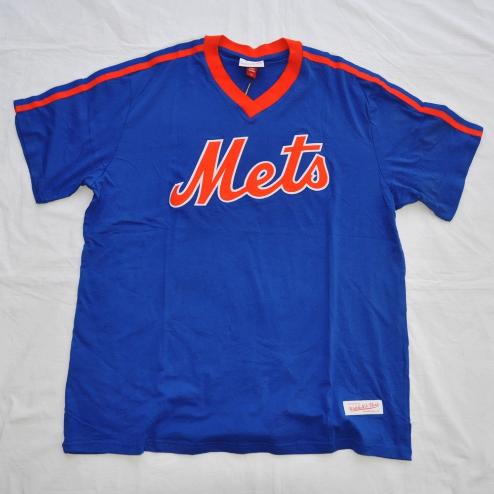 MITCHELL&NESS/ミッチェルアンドネス NEW YORK METS V NECK GAME SHIRT BIG SIZE