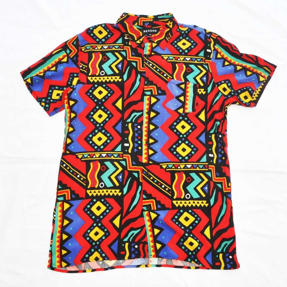 REASON/リーズン AFRICAN PATTERN SHORT SLEEVE SHIRT BIG SIZE