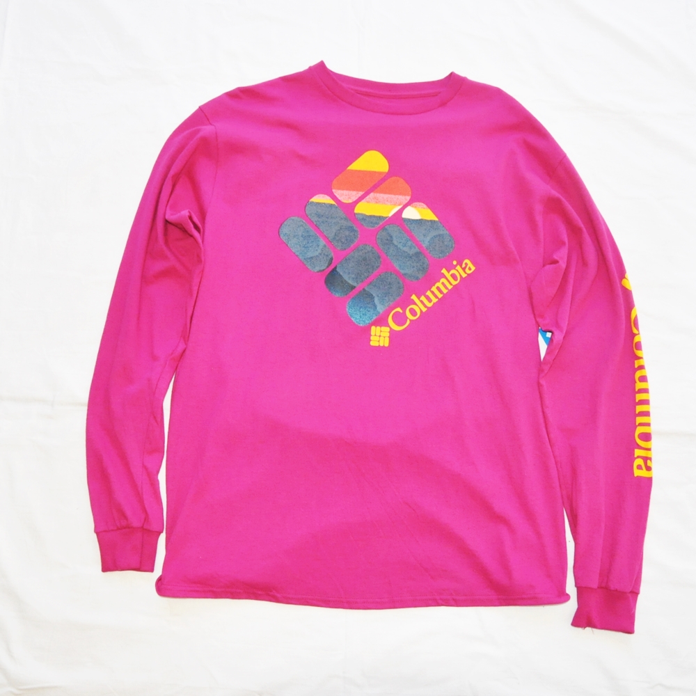 COLUMBIA/コロンビア COLUMBIA BIG LOGO LONG SLEEVE T-SHIRT VINTAGE PINK