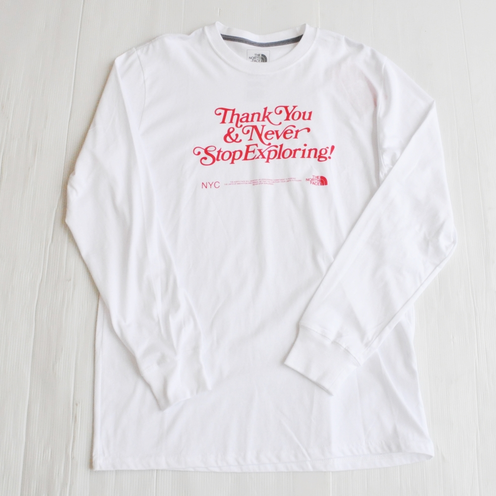 THE NORTH FACE/ザノースフェイス THANK YOU & NEVER STOP EXPLORING LONG SLEEVE T-SHIRT NYC LIMITED
