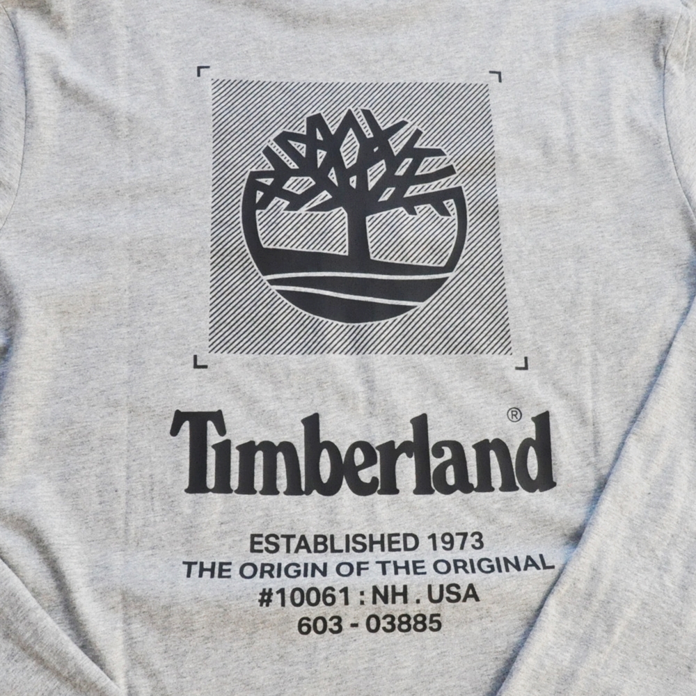 TIMBERLAND / ティンバーランド BACK TIMBERLAND LOGO  LONG SLEEVE T-SHIRT GREY BIG SIZE-3