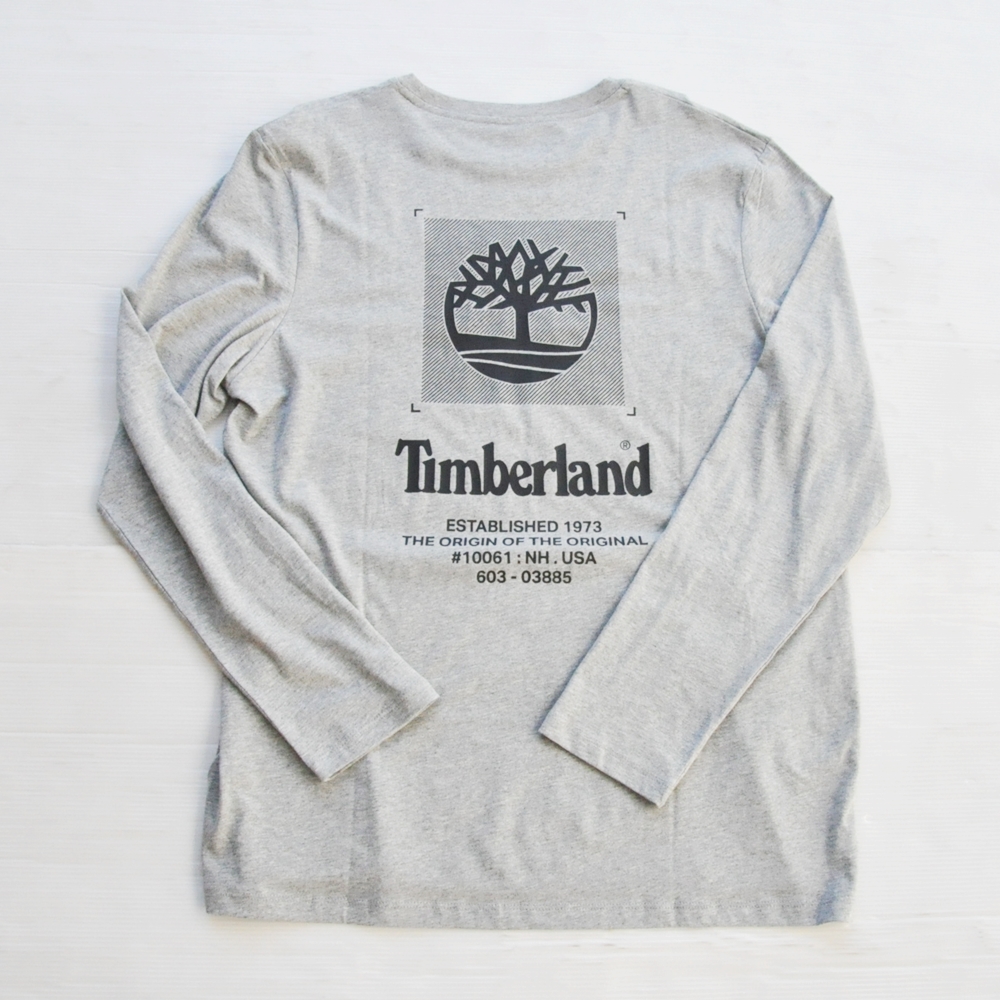 TIMBERLAND / ティンバーランド BACK TIMBERLAND LOGO  LONG SLEEVE T-SHIRT GREY BIG SIZE