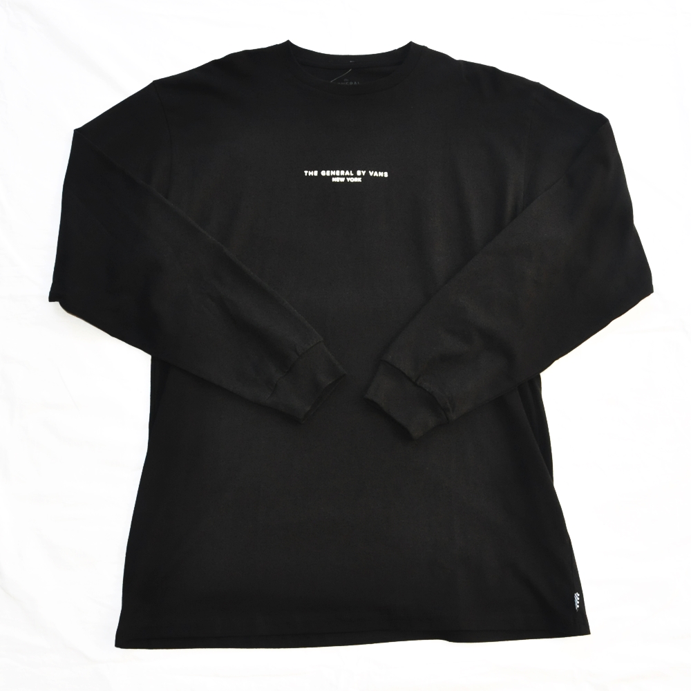 VANS / バンズ THE GENERAL BY VANS NEW YORK LONG SLEEVE T-SHIRT BLACK BIG SIZE USED