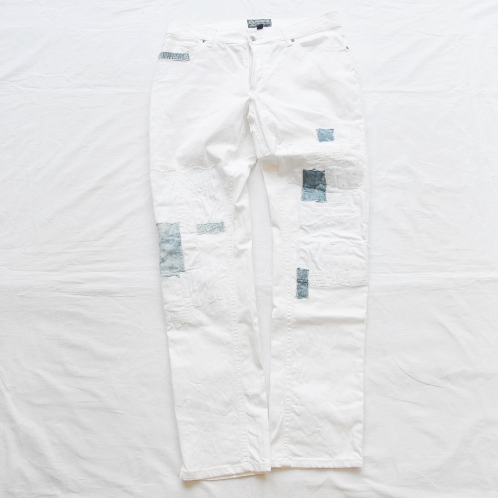 AMERICAN RAG CIE / アメリカンラグシー PATCHEORK DAMAGE WHITE DENIM USED