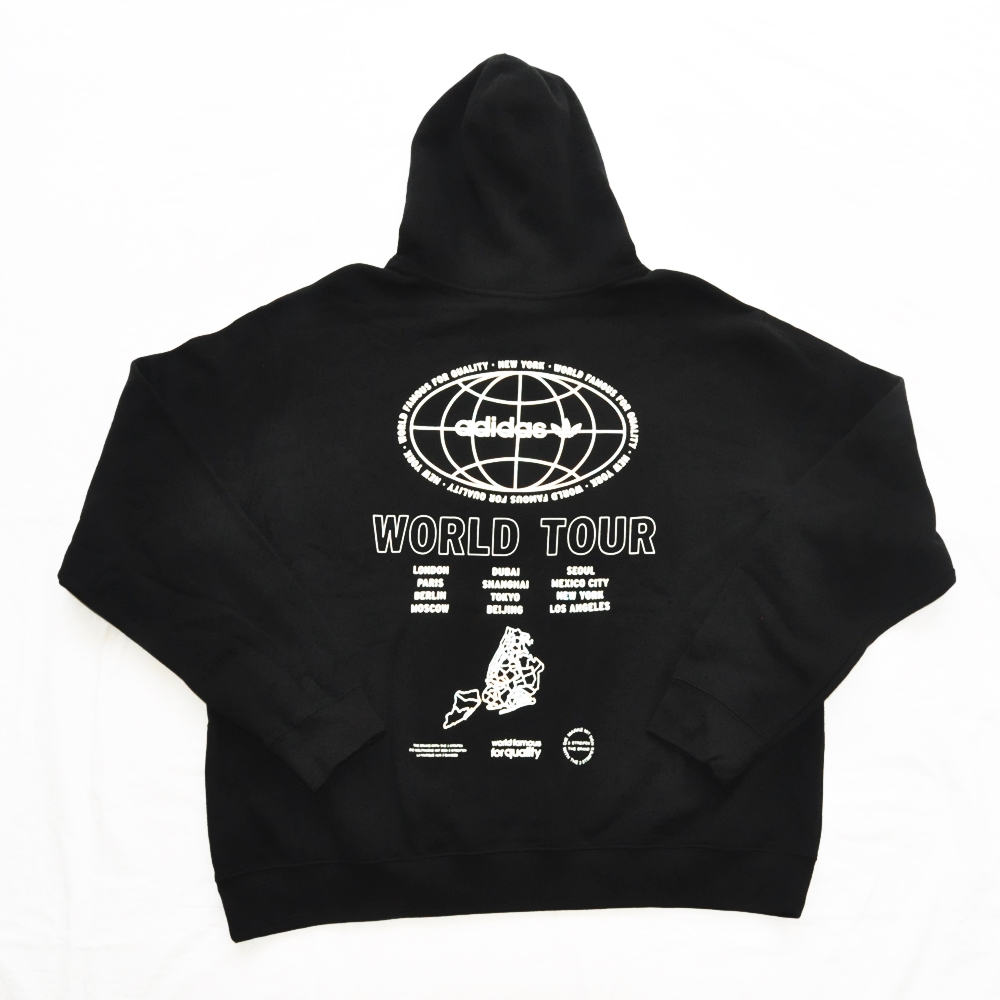 ADIDAS / アディダス NEW YORK WORLD TOUR SWEAT HOODIE BLACK NYC LIMITED BIG SIZE