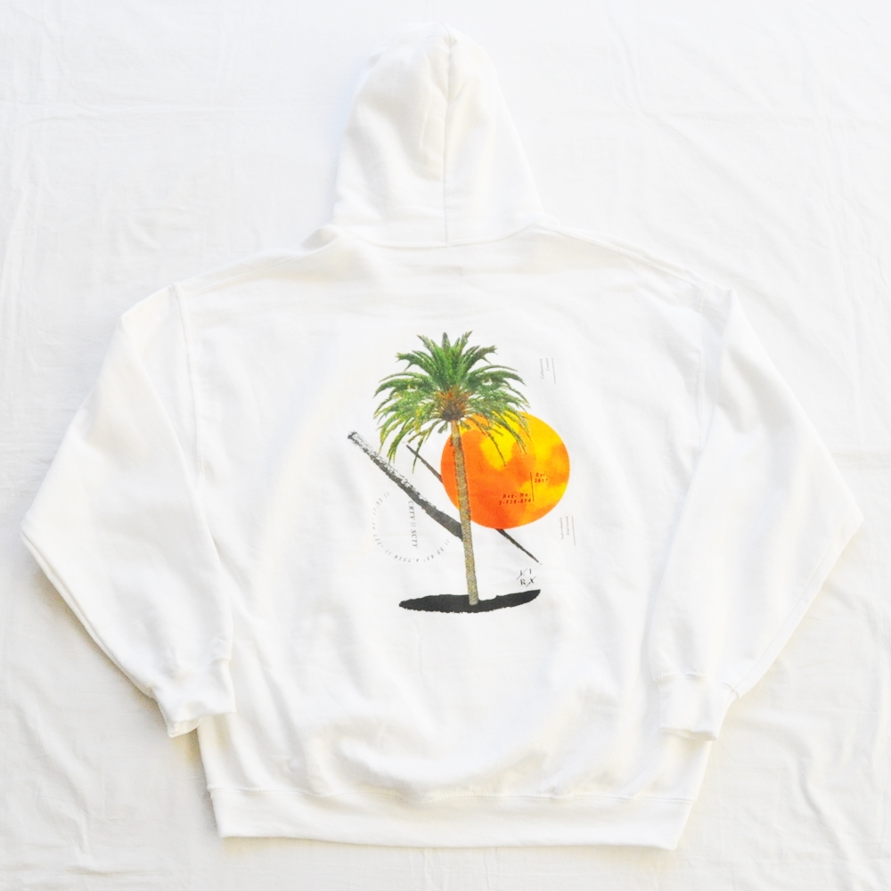 LIRA CRESTIN / リラ MEXICAN SUN SET PRINT PULLOVER SWEAT HOODIE WHITE BIG SIZE