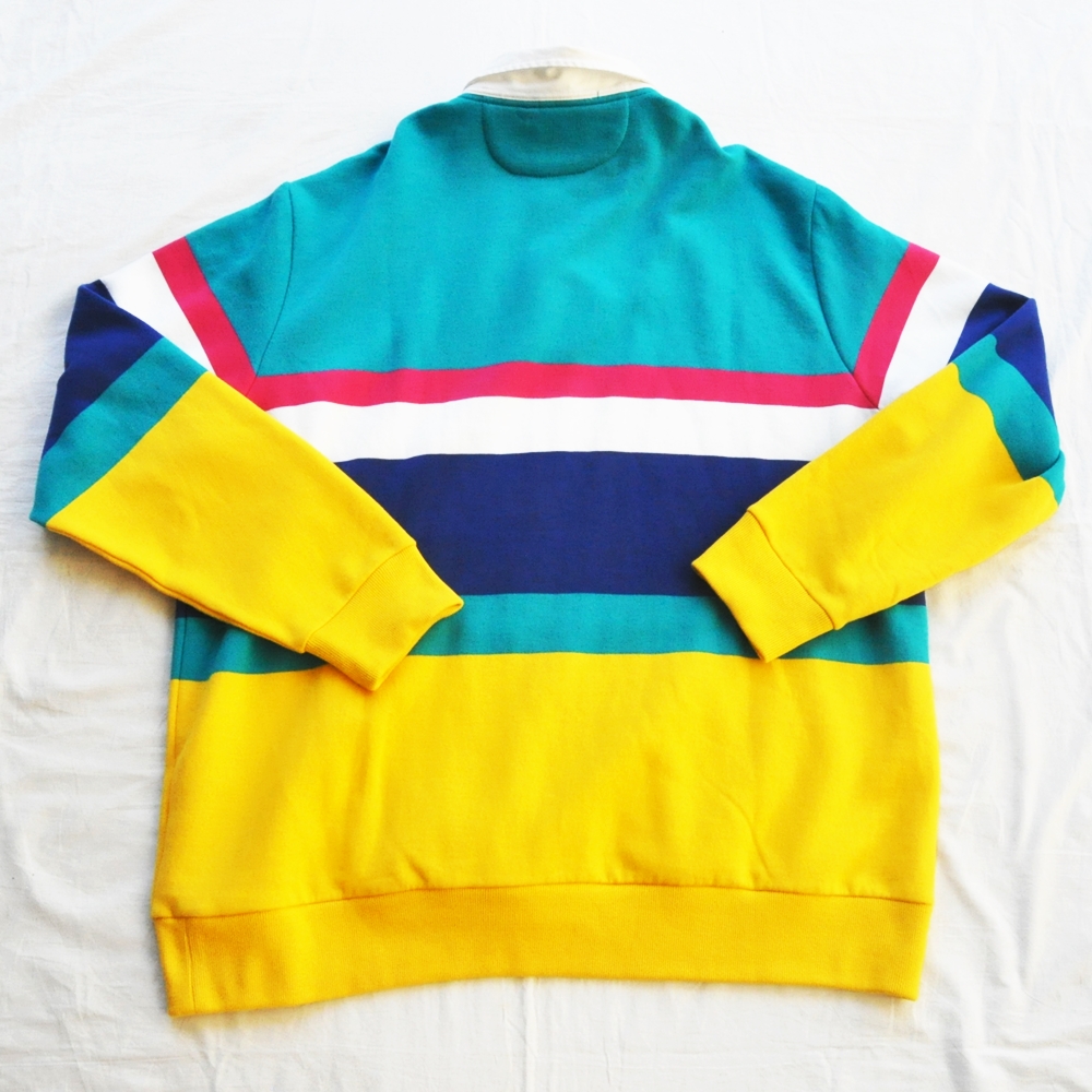 POLO RALPH LAUREN / ポロラルローレン MULTICOLOR BORDER ONE POINT LOGO RUGBY SWEAT SHIRT BIG SIZE-2