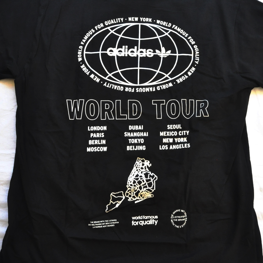 ADIDAS / アディダス NEW YORK WORLD TOUR T-SHIRT BLACK NYC LIMITED BIG SIZE-3