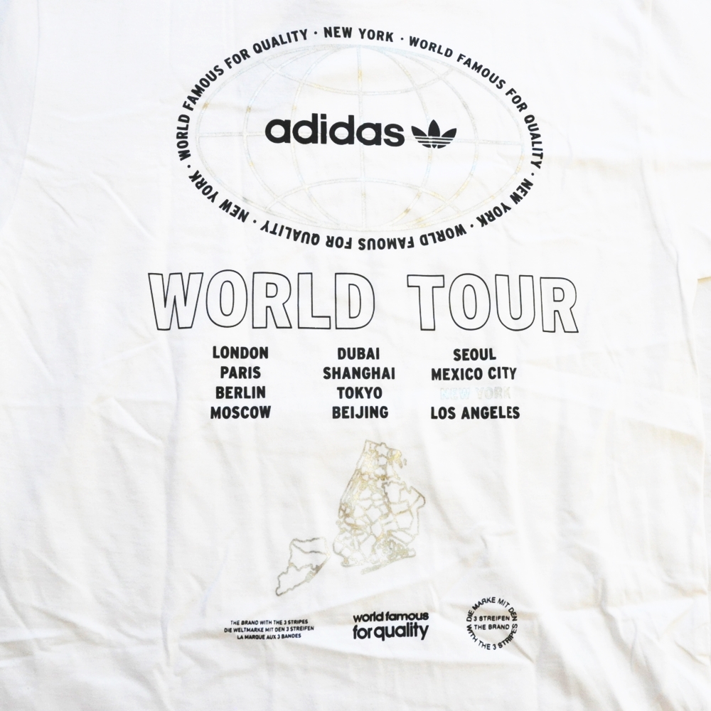 ADIDAS / アディダス NEW YORK WORLD TOUR T-SHIRT WHITE NYC LIMITED BIG SIZE-3