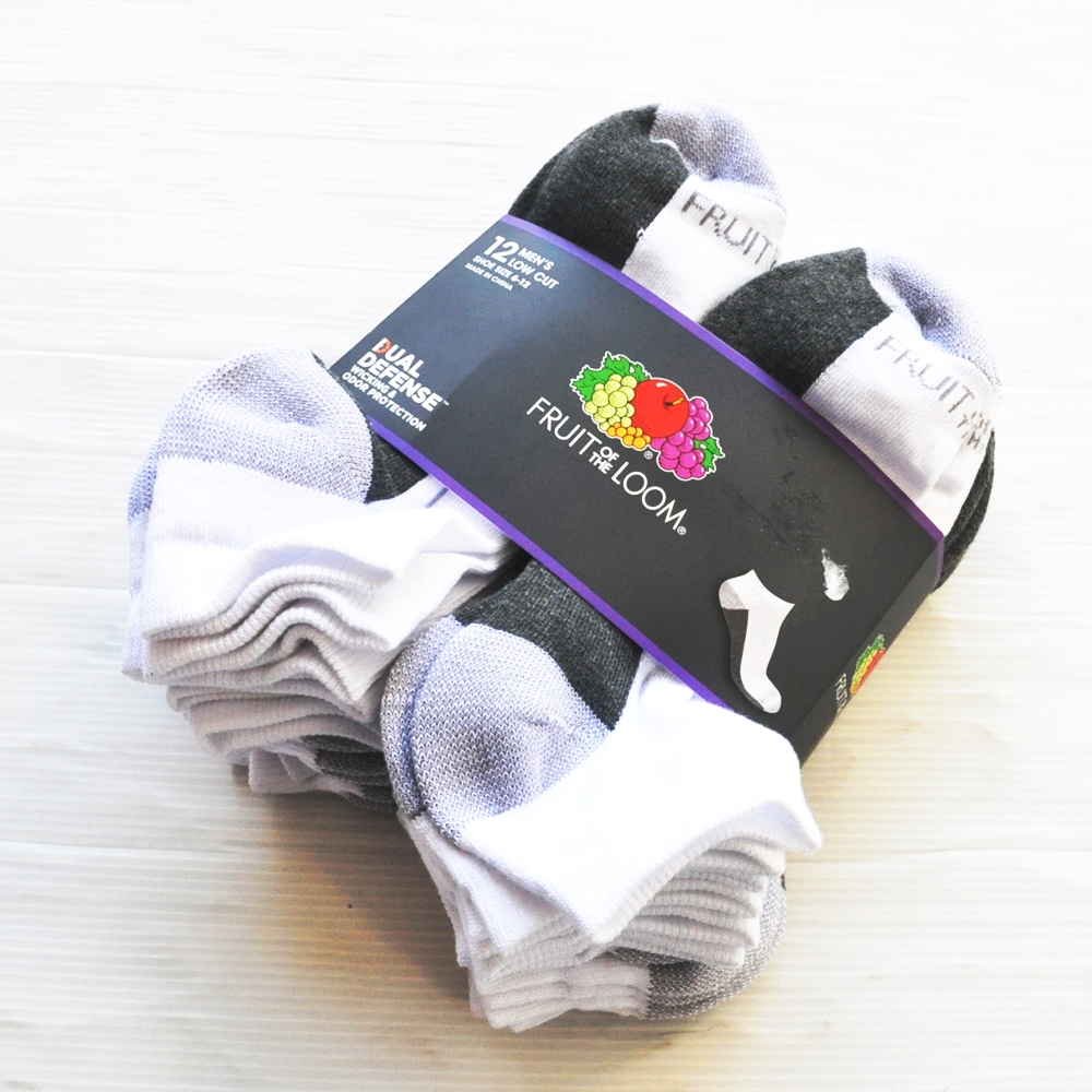 FRUIT OF THE LOOM / フルーツオブザルーム DUAL DEFENSE MEN’S LOW CUT SOCKS 12 PACK 6-12