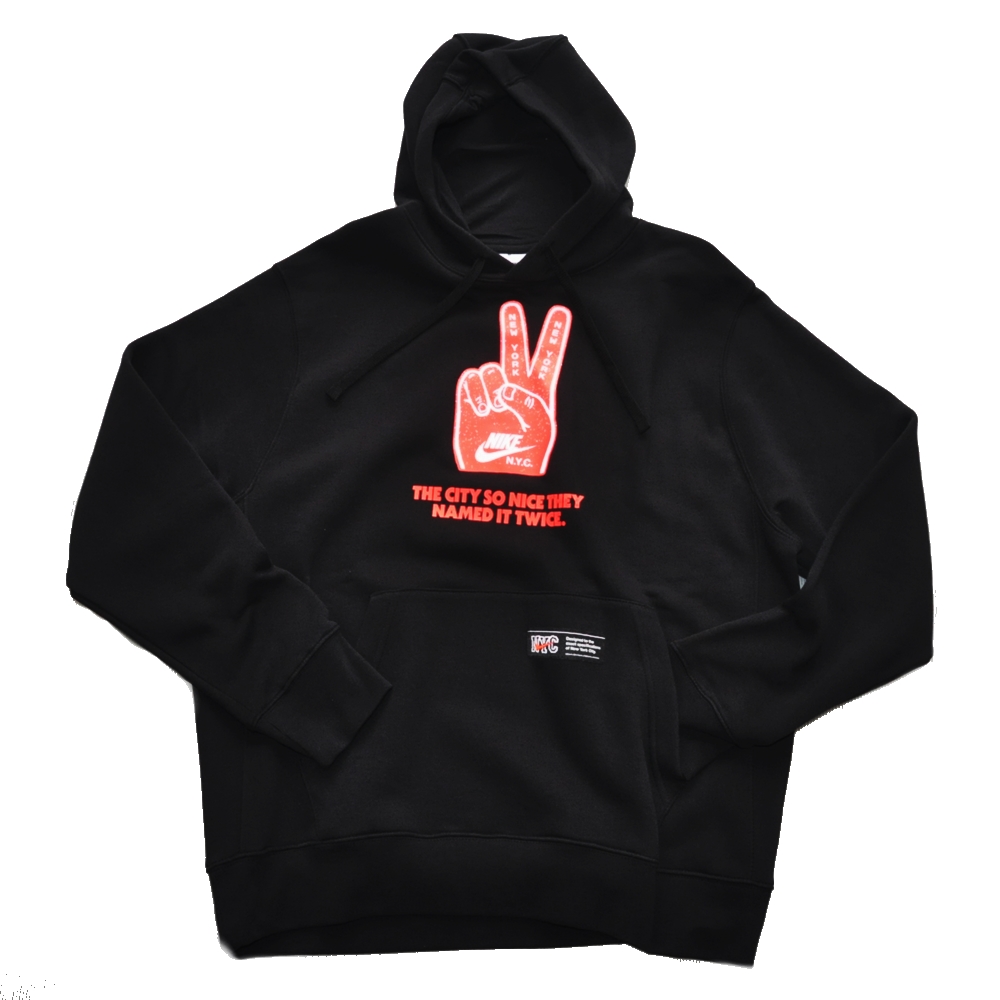 NIKE / ナイキ NYC CLUB HAND SIGN PULLOVER SWEAT HOODIE BLACK NYC LIMITED