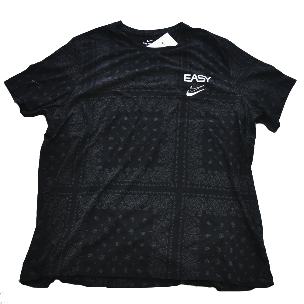 NIKE / ナイキ DRY-FIT BASKETBALL SWOOSH PAISLRY PATTERN T-SHIRT BLACK BIG SIZE