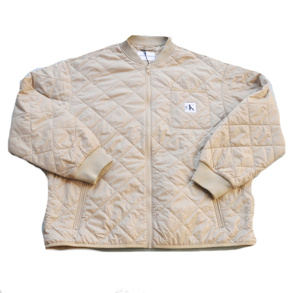 CALVIN KLEIN JEANS / カルバンクラインジーンズ CK LOGO MA-1 LIGHT QUILTING JACKET LIGHT BEIGE M～2XL