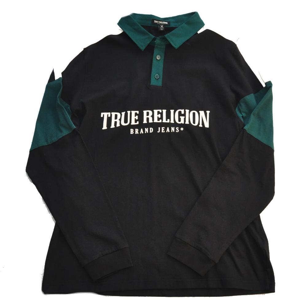 TRUE RELIGION / トゥルー レリジョン TRUE RELIGION LOGO RUGBY SHIRT BLACK BIG SIZE | ストリートスタイルのセレクトストア | TUNNEL STORE - トンネルストア