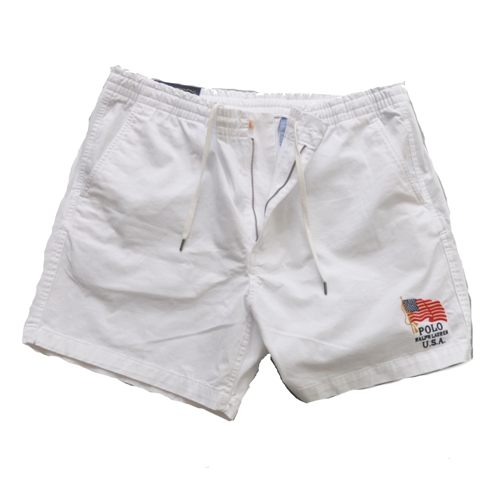 POLO RALPH LAUREN / ポロラルローレン POLO USA FLAG STRETCH CLASSIC FIT SHORTS WHITE BIG SIZE