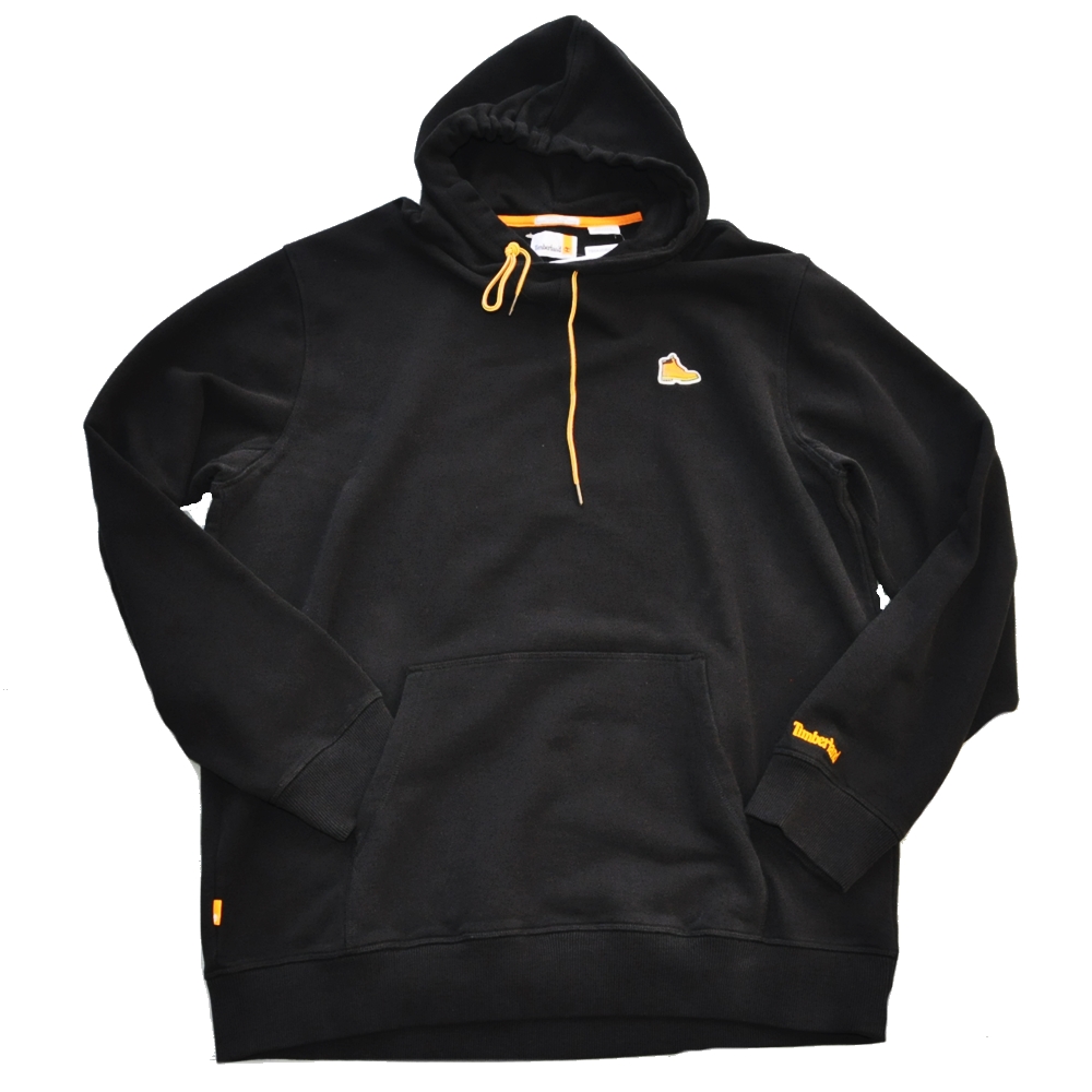 TIMBERLAND / ティンバーランド YELLOW NUBCK LOGO  PULLOVER SWEAT HOODIE BLACK BIG SIZE