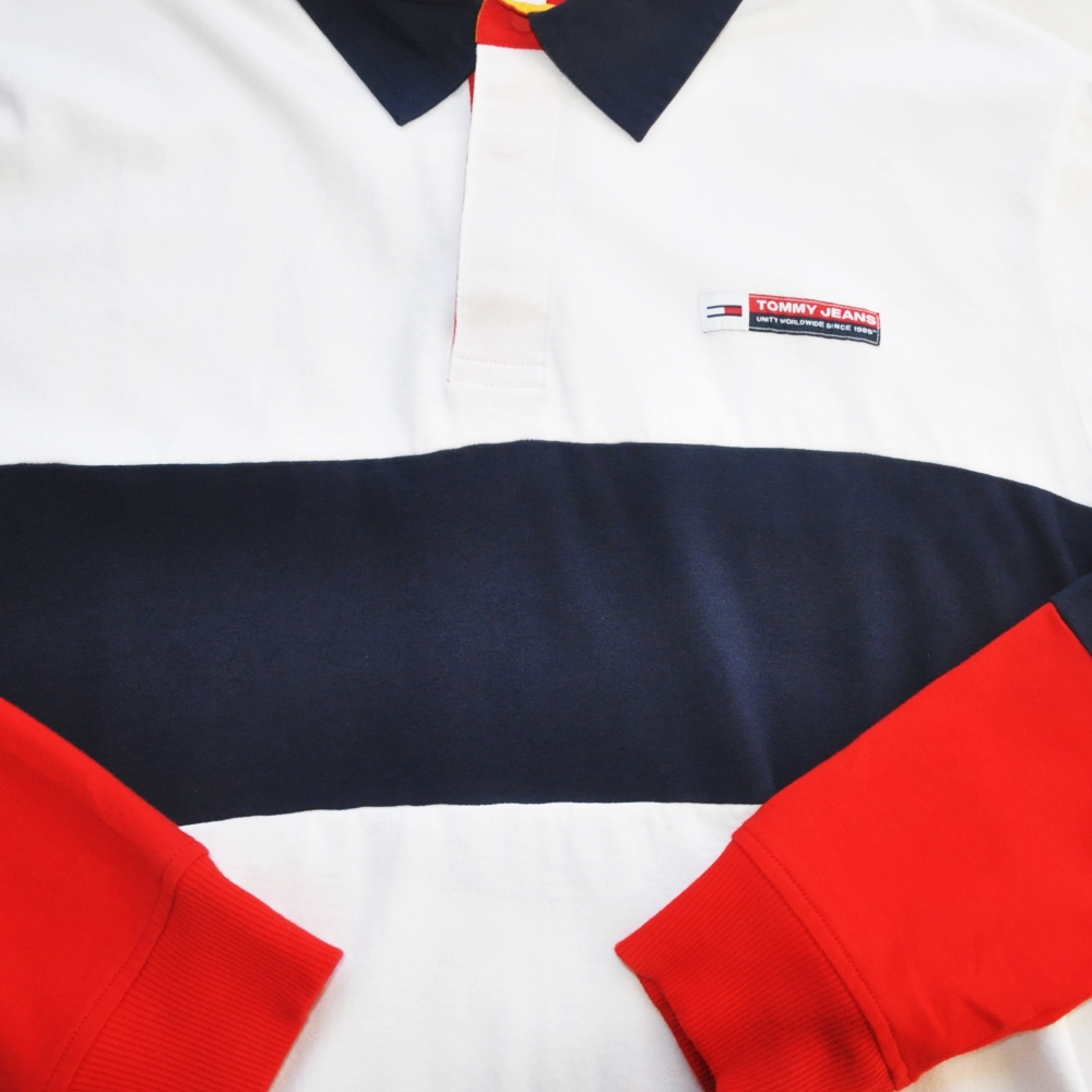 TOMMY JEANS / トミージーンズ TOMMY JEANS LOGO BORDER RUGBY SHIRT BIG SIZE-4