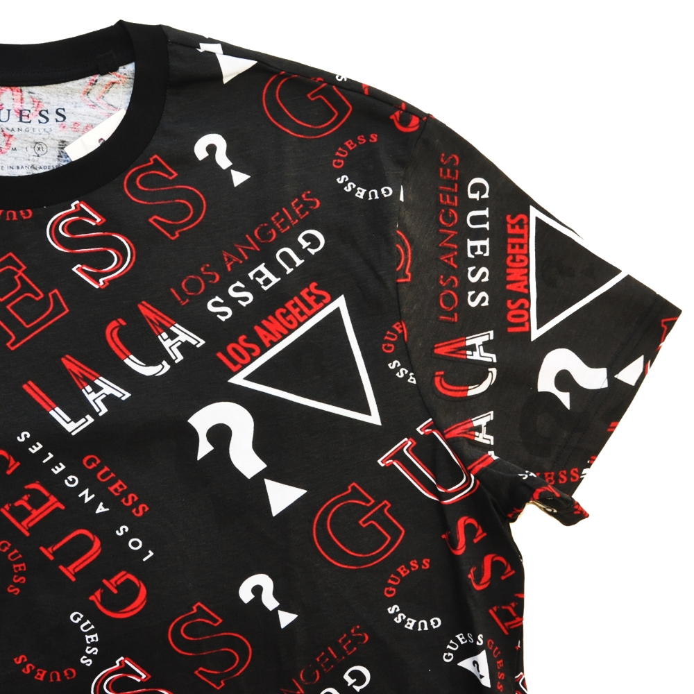 GUESS GUESS LOGO MONOGRAM T SHIRT BLACK TUNNEL STORE