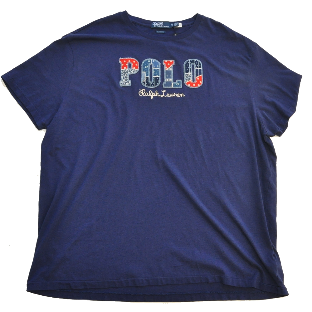 POLO RALPH LAUREN / ポロラルローレン POLO PATCHWORK LOGO T-SHIRT NAVY BIG SIZE