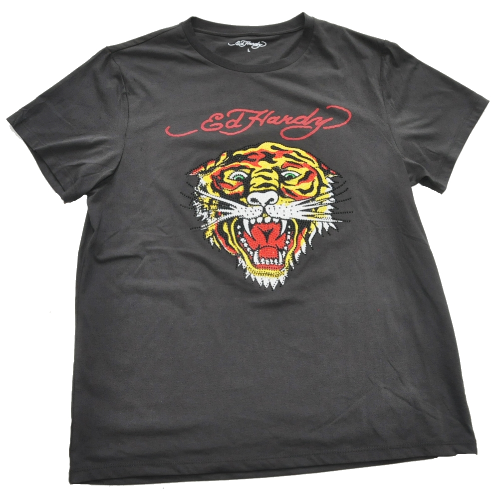 ED HARDY / エドハーディー TIGER AMERICA CLASSIC TATTOO ZIRCONIA T-SHIRT