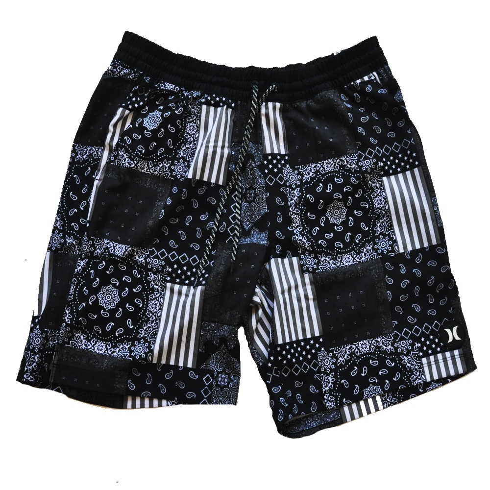 HURLEY / ハーレー USA FLAG & PAISLEY PATTERN SWIM SHORT BLACK