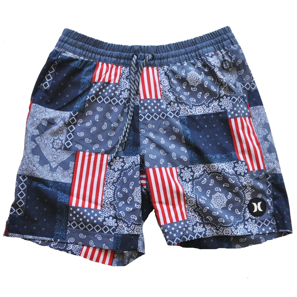 HURLEY / ハーレー USA FLAG & PAISLEY PATTERN SWIM SHORT BLUE