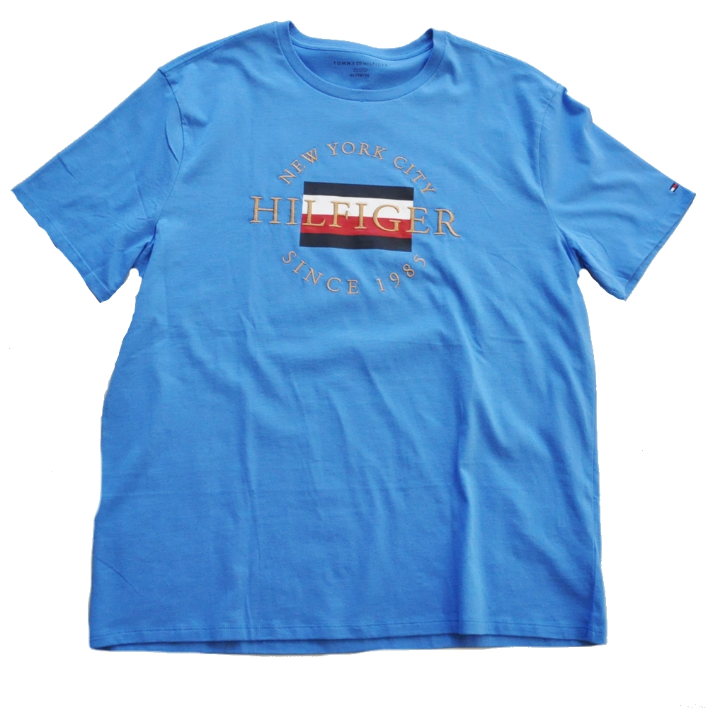 TOMMY HILFIGER /トミーヒルフィガー NEW YORK CITY HILFIGER 1985 EMBROIDERY T-SHIRT SKY BLUE