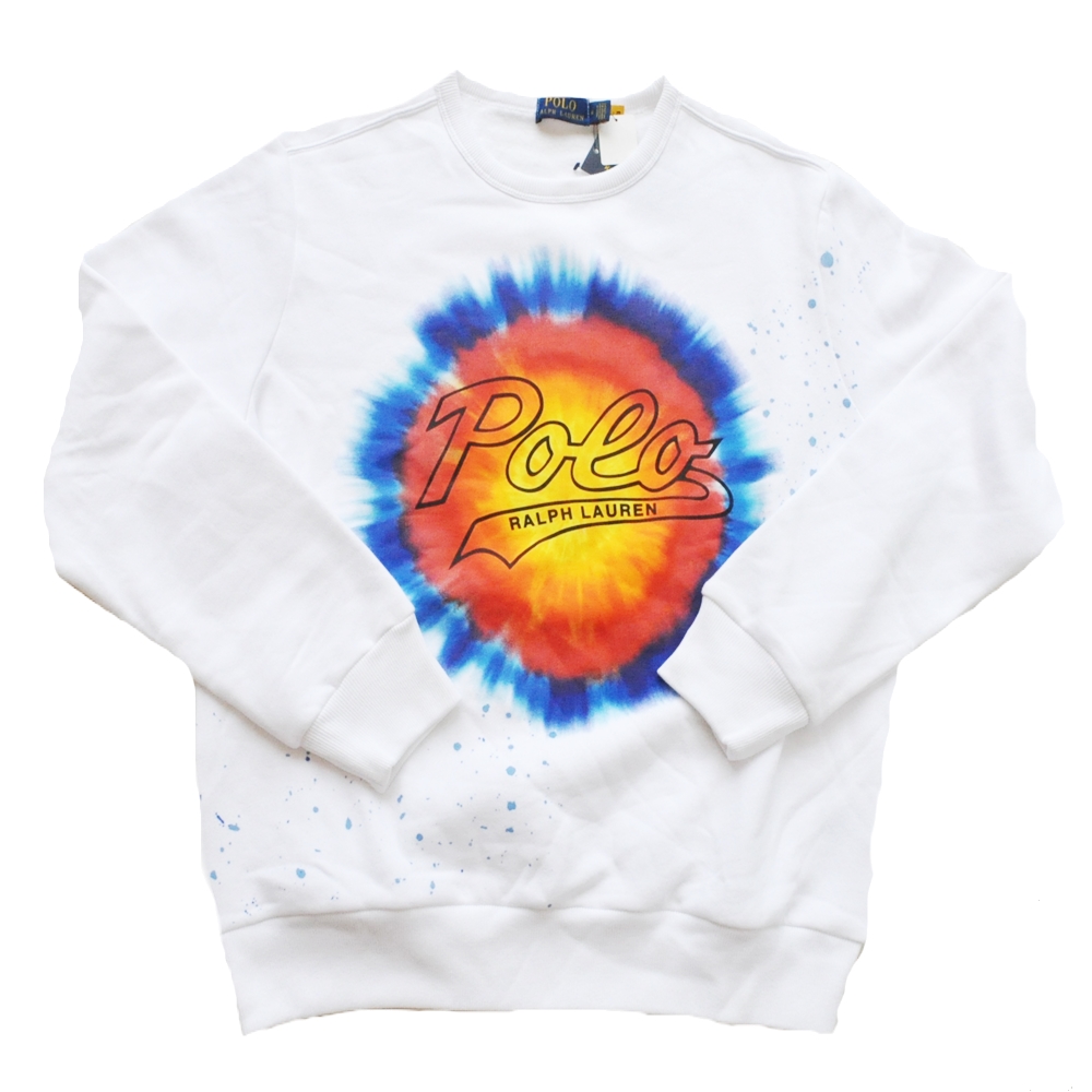 POLO RALPH LAUREN / ポロラルローレン POLO  SCRIPT LOGO TIE DYE CREW NECK SWET WHITE