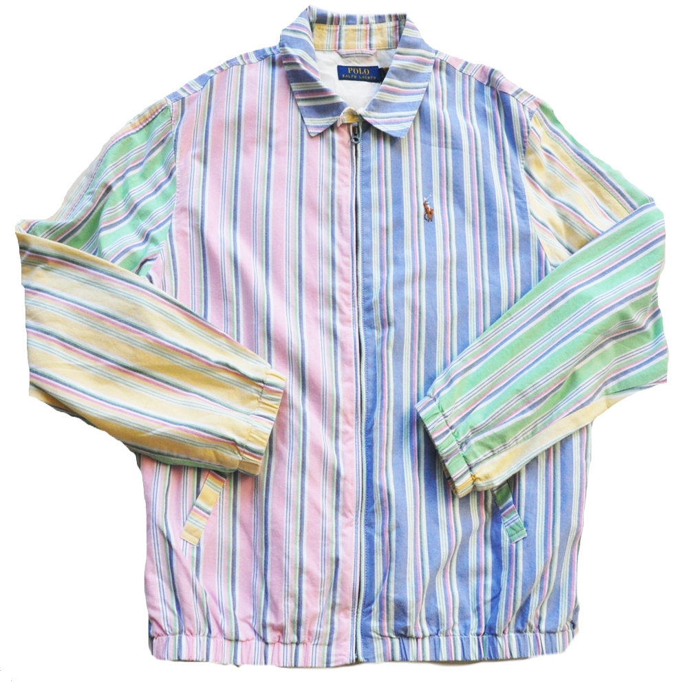 POLO RALPH LAUREN / ポロラルローレン PONY LOGO STRIPE PASTEL COLOR LONG SLEEVE SHIRT JACKET XL