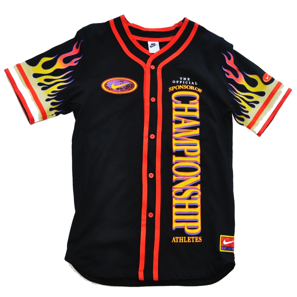 NIKE / ナイキ AMERICANA BLACK FLAMES BASEBALL JERSEY CAME SHIRT S～XL