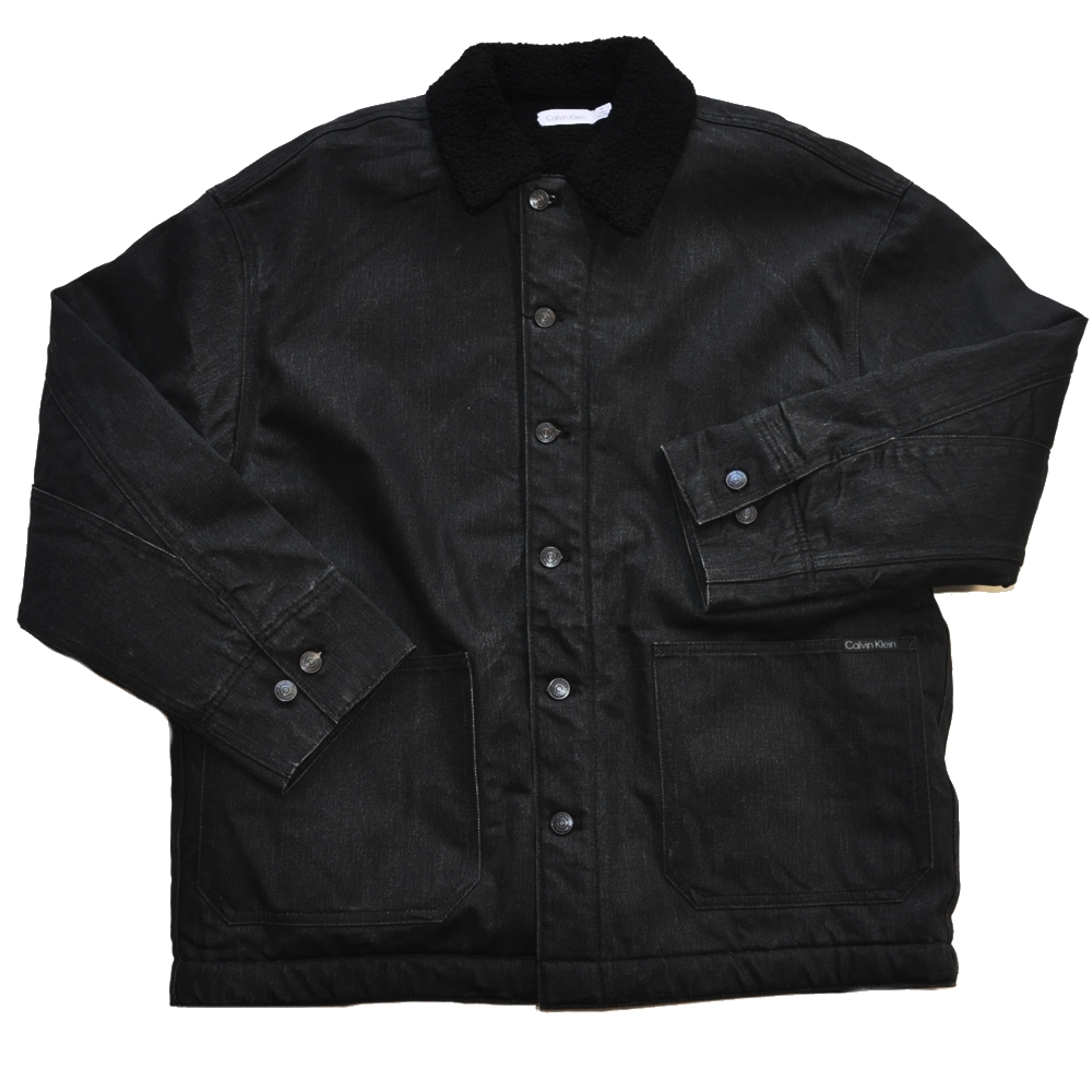 着丈フロントバック6676CALVIN KLEIN /  BLACK DENIM BOA JACKET