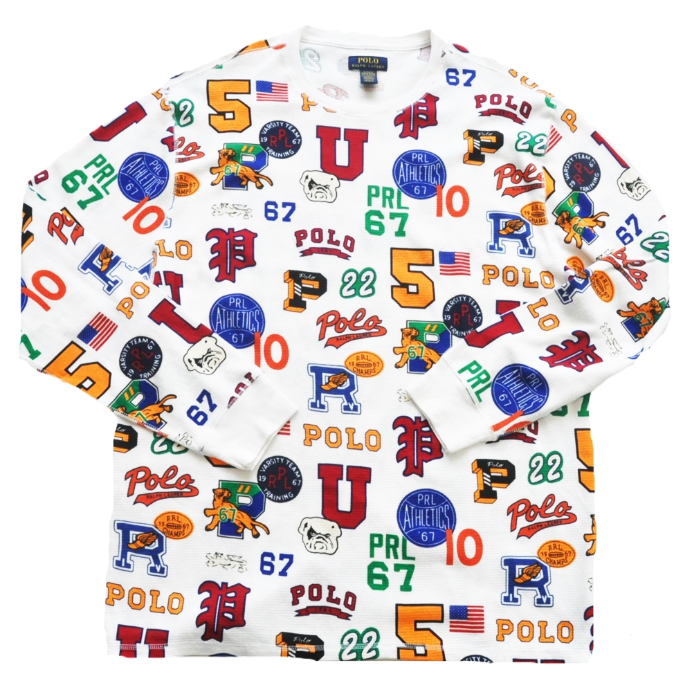 POLO RALPH LAUREN / ポロラルローレン PRL LOGO MONOGRAM THERMAL LONG SLEEVE T-SHIRT BIG SIZE