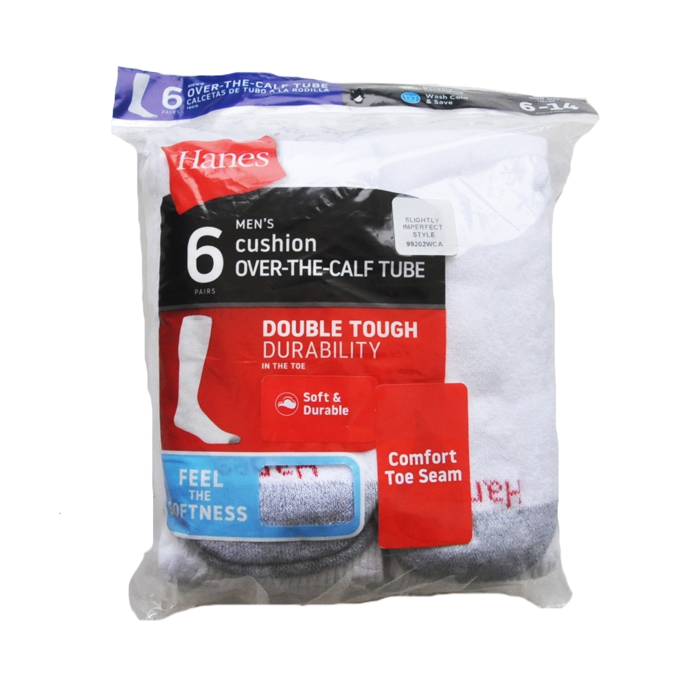 HANES / ヘインズ 6 VALUE PACK CUSHION OVER THE CALF TUBE DOUBLE TOUGH DURABILITY SOCKS WHITE | ストリートスタイルのセレクトストア | TUNNEL STORE - トンネルストア