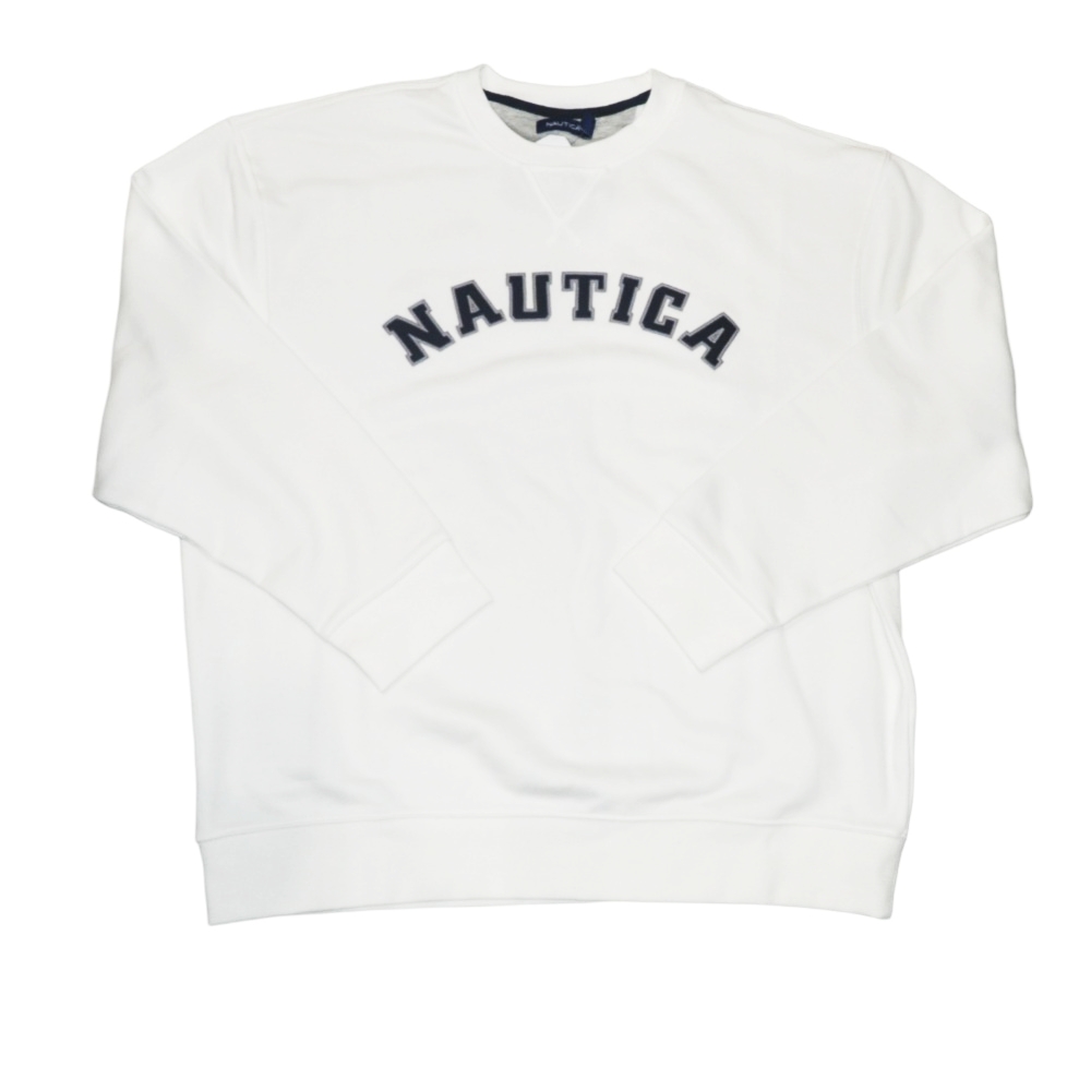NAUTICA / ノーティカ AUTHENTIC NAUTICA FELT LOGO CREW NECK SWEAT WHITE