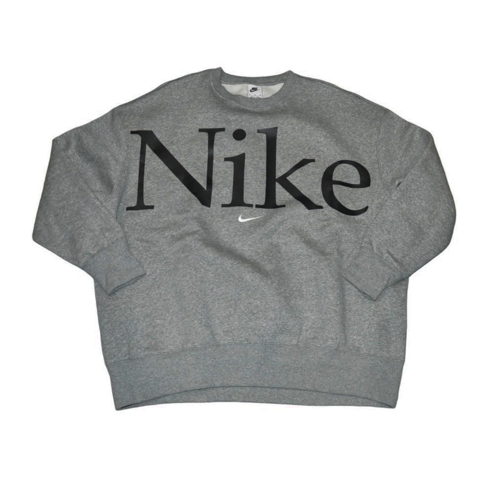 NIKE / ナイキ WOMEN’S PHOENIX NIKE LOGO CREW NECK SWEAT GRAY