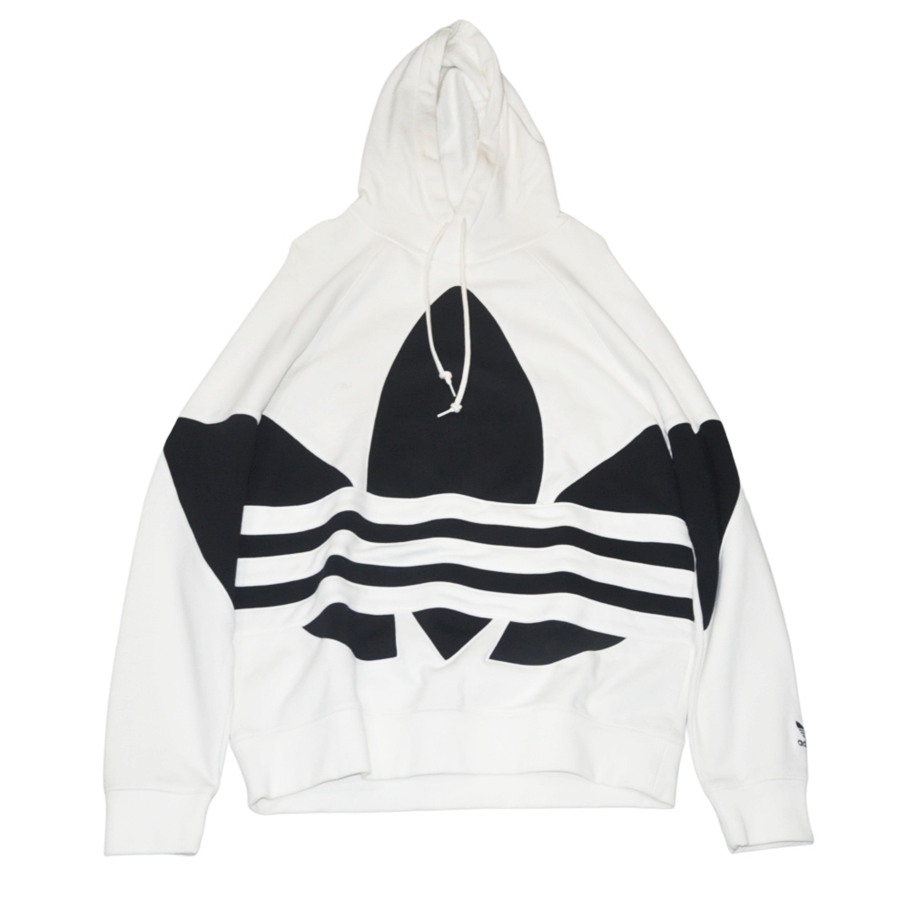 ADIDAS / アディダス BIG TREFOIL LOGO SWEAT HOODIE WHITE M OVERSEAS MODEL