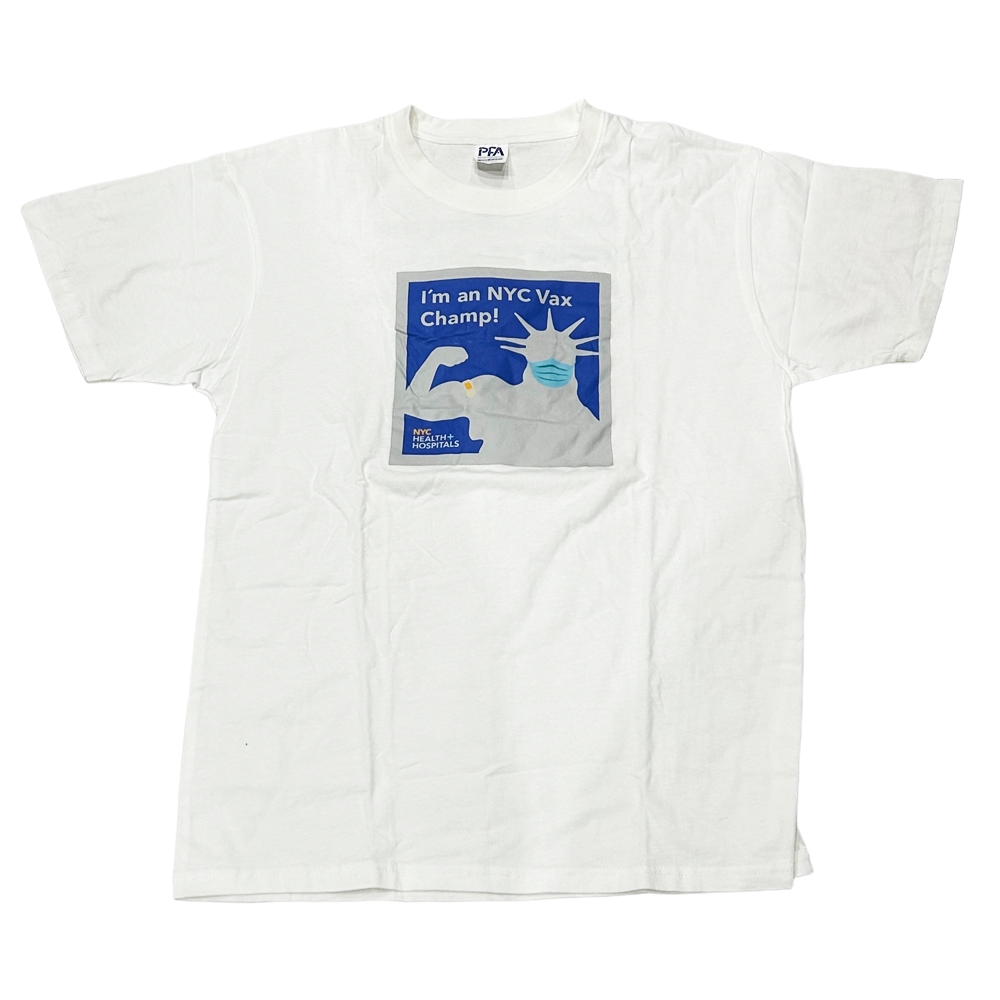 NYC HEALTH HOSPITALS / I’m an NYC VAX CHAMP T-SHIRT WHITE ONE SIZE
