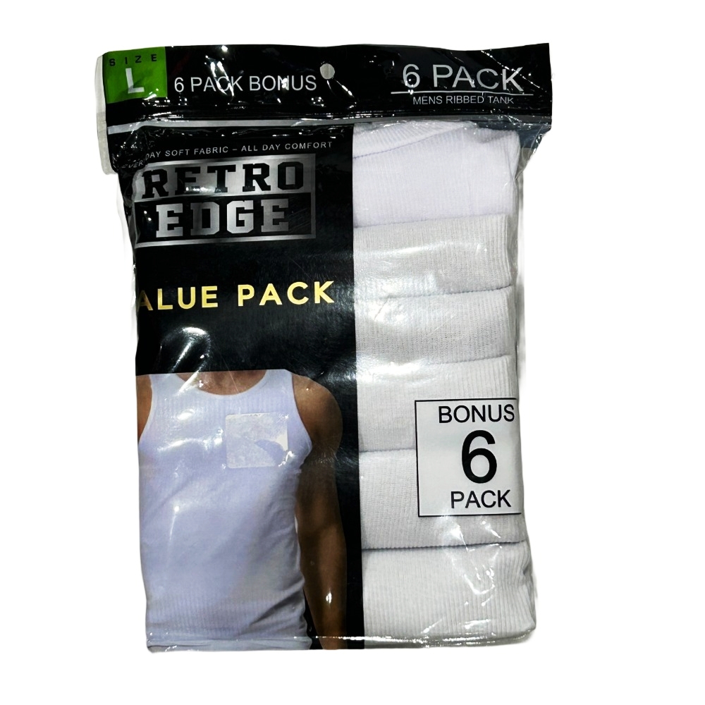 RETRO EDGE / MEN’S RIBBED TANK 6PACK BONUS VALUE PACK