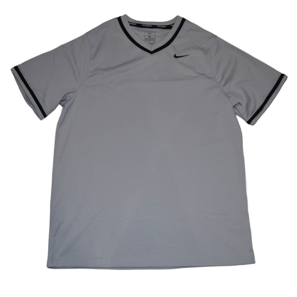 NIKE / ナイキ ONE SWOOSH LOGO V NECK BASEBALL GAME SHIRT GRAY XL,XXL
