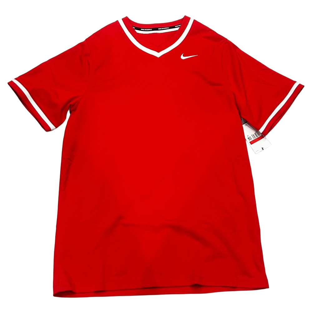 NIKE / ナイキ ONE SWOOSH LOGO V NECK BASEBALL GAME SHIRT RED L